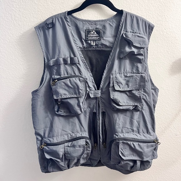 Outdoor Tactical Utility Hiking Grey Vest Gorpcore Size L Coachella - Picture 1 of 7